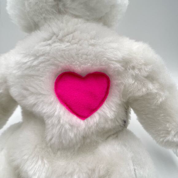 Glow Polar Bear LED Stuffed Animals Night Light Soft Plush  Limited Too White Plush Floppy Polar Bear w Hot Pink Heart Stuffed Animal